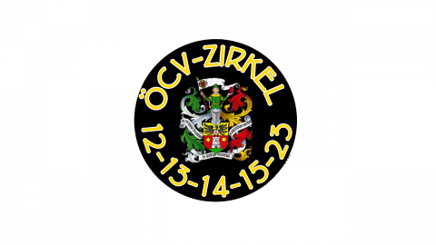 ÖCV-Zirkellogo mit ÖCV-Wappen mittig und Text kreisförmig angeordnet