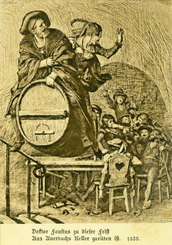 Mephisto und Faust: Fassritt in Auerbach´s Keller; Wikipedia nach Mathieu Molitor