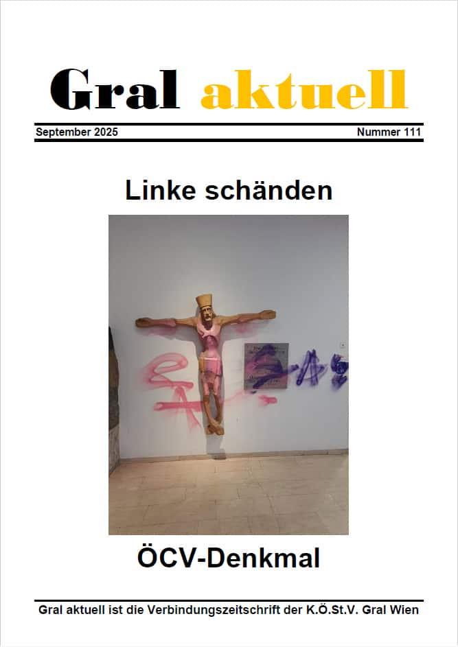 Titelblatt GRAL aktuell mit einem geschändten christlichen Kreuz
