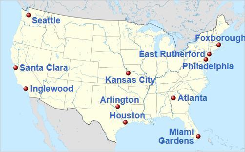 WM2026 Spielorte in USA (Wikipedia)
